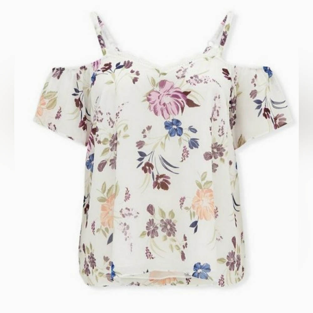 Torrid White Cream Ruffled Blouse - Picture 4 of 8